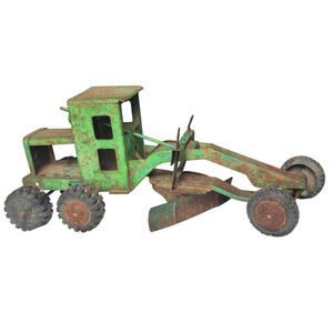 Vintage 1950s MARX Green Metal Grader Toy Construction Vehicle